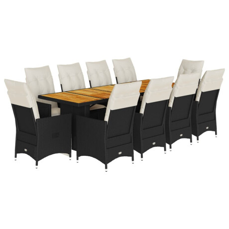 vidaXL 11-delige Bistroset met kussens poly rattan zwart afbeelding2 - 1