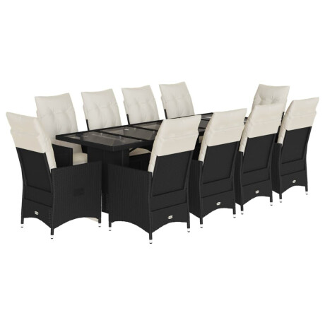 vidaXL 11-delige Bistroset met kussens poly rattan zwart afbeelding2 - 1
