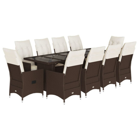 vidaXL 11-delige Bistroset met kussens poly rattan bruin afbeelding2 - 1