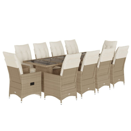 vidaXL 11-delige Bistroset met kussens poly rattan beige afbeelding2 - 1