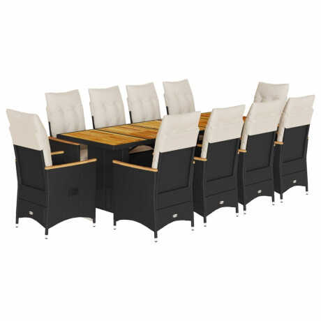 vidaXL 11-delige Bistroset met kussens poly rattan zwart afbeelding2 - 1