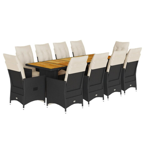 vidaXL 11-delige Bistroset met kussens poly rattan zwart afbeelding2 - 1