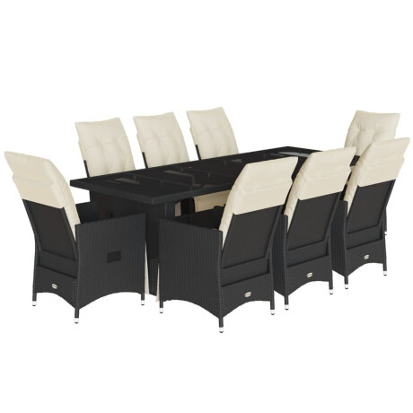 vidaXL 9-delige Bistroset met kussens poly rattan zwart afbeelding2 - 1