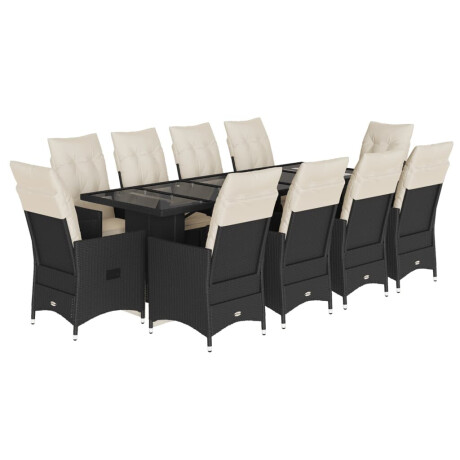 vidaXL 11-delige Bistroset met kussens poly rattan zwart afbeelding2 - 1