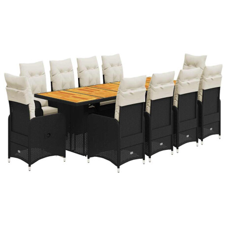 vidaXL 11-delige Bistroset met kussens poly rattan zwart afbeelding2 - 1