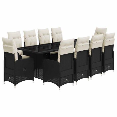 vidaXL 11-delige Bistroset met kussens poly rattan zwart afbeelding2 - 1