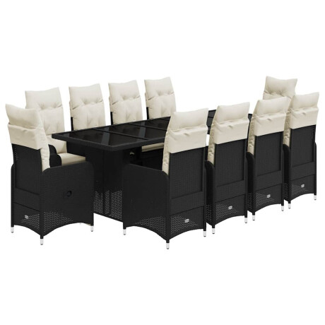 vidaXL 11-delige Bistroset met kussens poly rattan zwart afbeelding2 - 1