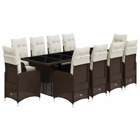 vidaXL 11-delige Bistroset met kussens poly rattan bruin afbeelding2 - 1
