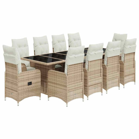 vidaXL 11-delige Bistroset met kussens poly rattan beige afbeelding2 - 1