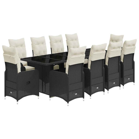 vidaXL 11-delige Bistroset met kussens poly rattan zwart afbeelding2 - 1