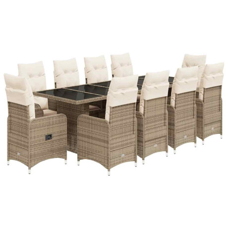vidaXL 11-delige Bistroset met kussens poly rattan beige afbeelding2 - 1