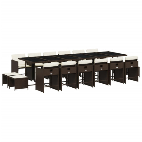 vidaXL 17-delige Tuinset met kussens poly rattan bruin afbeelding2 - 1
