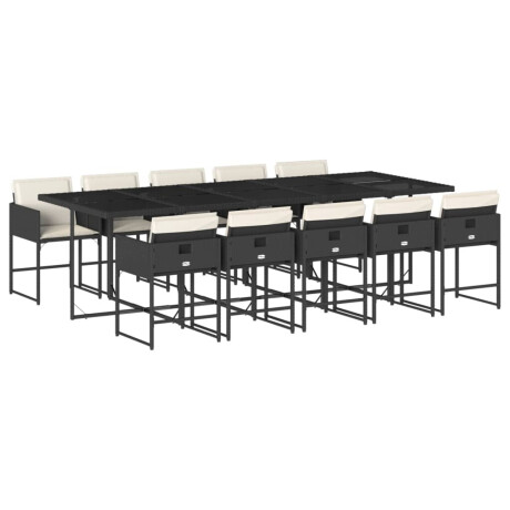 vidaXL 11-delige Tuinset met kussens poly rattan zwart afbeelding2 - 1