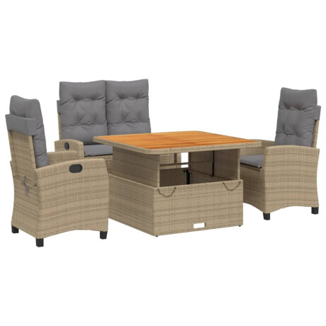vidaXL 4-delige Tuinset met kussens poly rattan beige afbeelding2 - 1