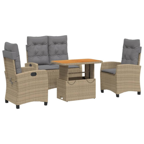 vidaXL 4-delige Tuinset met kussens poly rattan beige afbeelding2 - 1