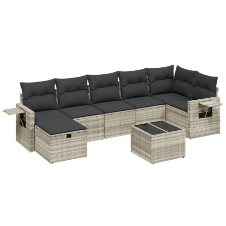 vidaXL 8-delige Loungeset met kussens poly rattan lichtgrijs afbeelding2 - 1