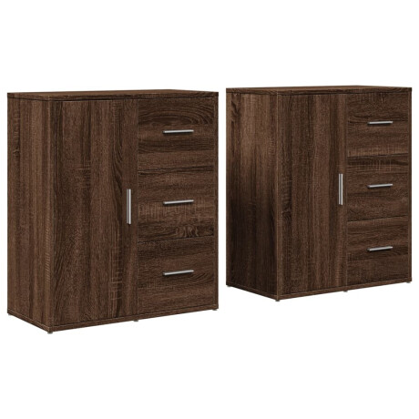 vidaXL Dressoirs 2 st 60x31x70 cm bewerkt hout bruin eikenkleurig afbeelding2 - 1