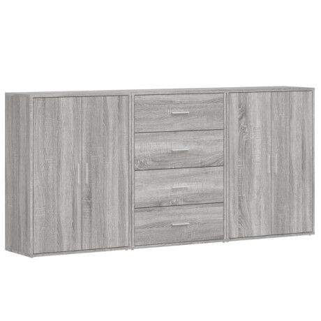 vidaXL Dressoirs 3 st 60x31x84 cm bewerkt hout grijs sonoma eikenkleur afbeelding2 - 1