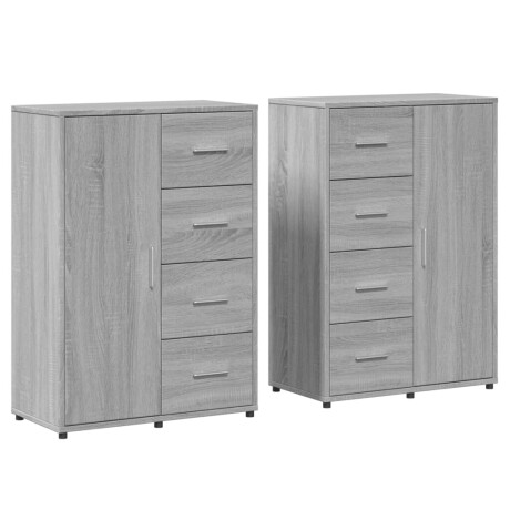 vidaXL Dressoirs 2 st 60x31x84 cm bewerkt hout grijs sonoma eikenkleur afbeelding2 - 1
