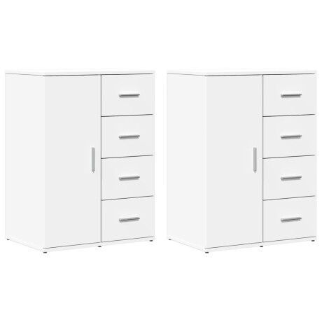 vidaXL Dressoirs 2 st 59x39x80 cm bewerkt hout wit afbeelding2 - 1