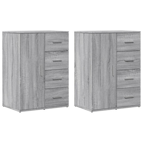 vidaXL Dressoirs 2 st 59x39x80 cm bewerkt hout grijs sonoma afbeelding2 - 1