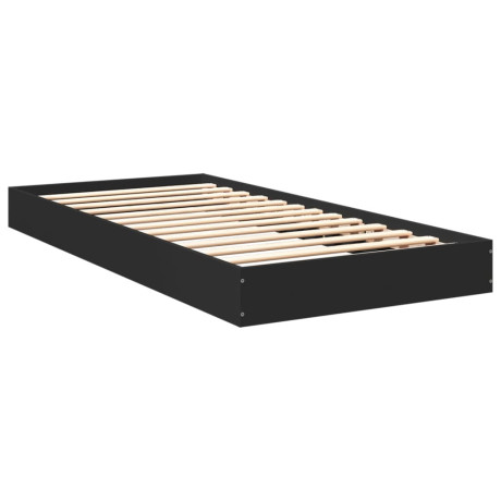 vidaXL Bedframe bewerkt hout zwart 90x200 cm afbeelding2 - 1