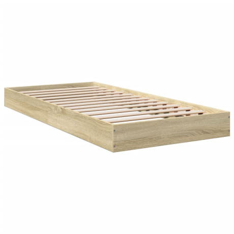 vidaXL Bedframe bewerkt hout sonoma eikenkleurig 90x200 cm afbeelding2 - 1