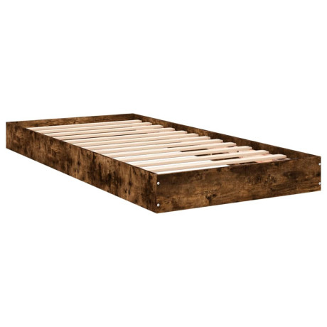 vidaXL Bedframe bewerkt hout gerookt eikenkleurig 90x200 cm afbeelding2 - 1