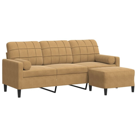 vidaXL Driezitsbank met voetenbank 180 cm fluweel bruin afbeelding2 - 1