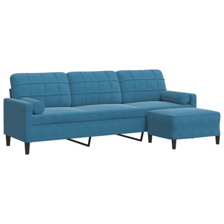 vidaXL Driezitsbank met voetenbank 210 cm fluweel blauw afbeelding2 - 1