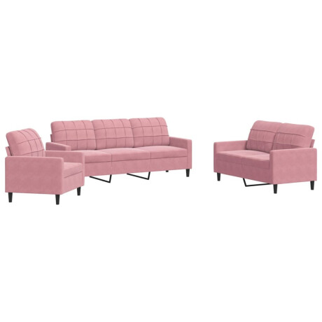vidaXL 3-delige Loungeset met kussens fluweel roze afbeelding2 - 1