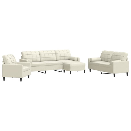 vidaXL 4-delige Loungeset met kussens en bolsters fluweel crèmekleurig afbeelding2 - 1