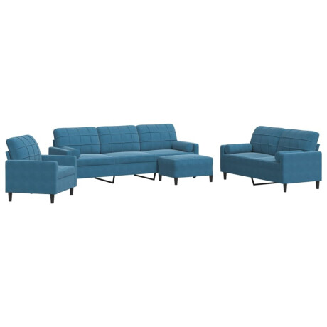 vidaXL 4-delige Loungeset met kussens en bolsters fluweel blauw afbeelding2 - 1