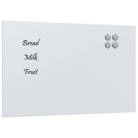 vidaXL Magneetbord voor aan de wand 80x50 cm gehard glas wit afbeelding2 - 1