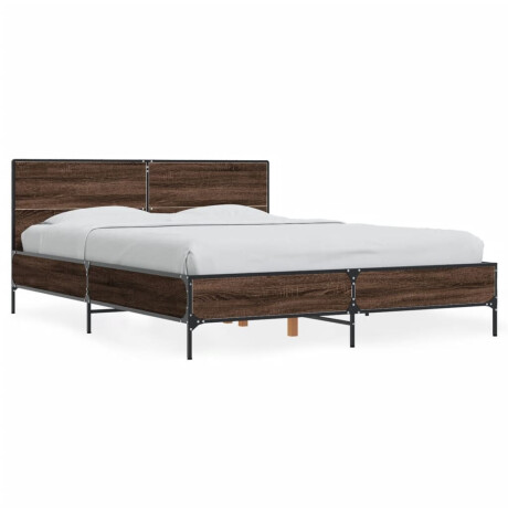 vidaXL Bedframe bewerkt hout metaal bruin eikenkleur 120x200 cm afbeelding2 - 1