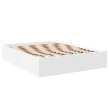 vidaXL Bedframe bewerkt hout wit 150x200 cm afbeelding2 - 1