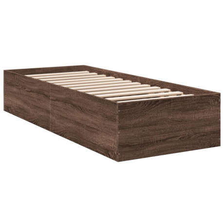 vidaXL Bedframe bewerkt hout bruin eikenkleur 90x200 cm afbeelding2 - 1