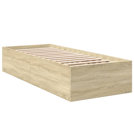 vidaXL Bedframe bewerkt hout sonoma eikenkleurig 90x190 cm afbeelding2 - 1