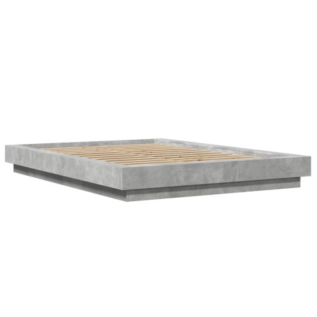 vidaXL Bedframe met LED-verlichting bewerkt hout betongrijs 140x190 cm afbeelding2 - 1