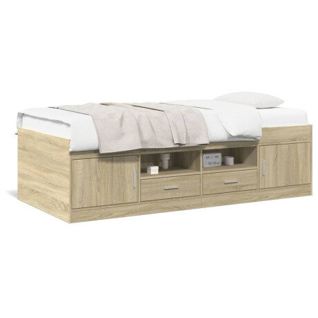 vidaXL Slaapbank met lades zonder matras 75x190 cm sonoma eikenkleurig afbeelding2 - 1