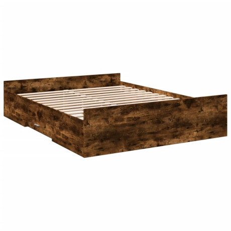 vidaXL Bedframe met lades bewerkt hout gerookt eikenkleurig 140x200 cm afbeelding2 - 1