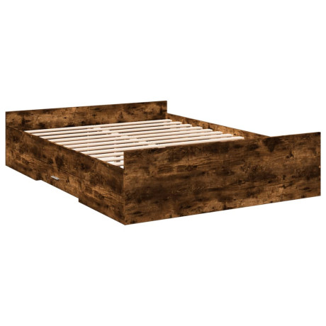 vidaXL Bedframe met lades bewerkt hout gerookt eikenkleurig 120x200 cm afbeelding2 - 1