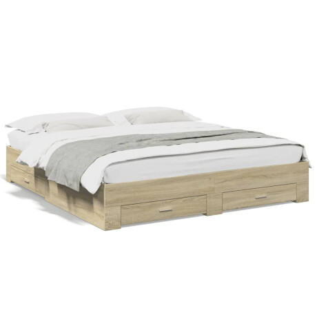 vidaXL Bedframe met lades bewerkt hout sonoma eikenkleurig 180x200 cm afbeelding2 - 1