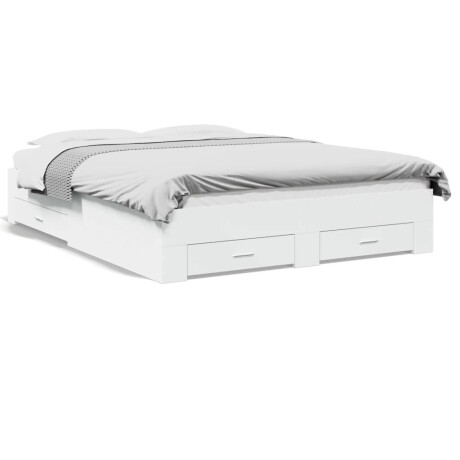 vidaXL Bedframe met lades bewerkt hout wit 150x200 cm afbeelding2 - 1