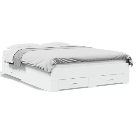 vidaXL Bedframe met lades bewerkt hout wit 120x190 cm afbeelding2 - 1