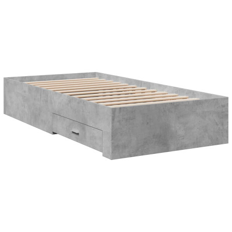 vidaXL Bedframe met lades bewerkt hout betongrijs 75x190 cm afbeelding2 - 1