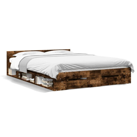 vidaXL Bedframe met lades bewerkt hout gerookt eikenkleurig 150x200 cm afbeelding2 - 1