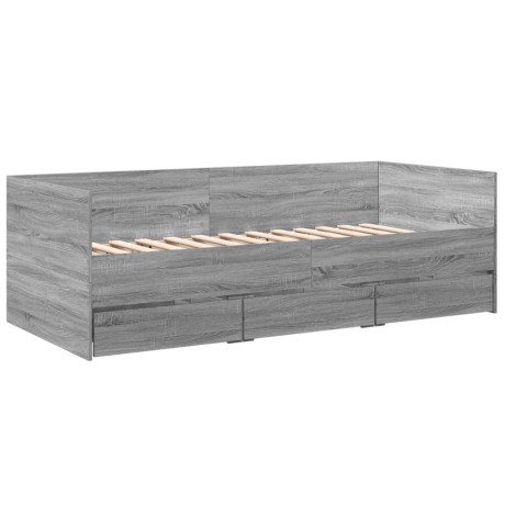 vidaXL Slaapbank met lades 90x190 cm bewerkt hout grijs sonoma eiken afbeelding2 - 1