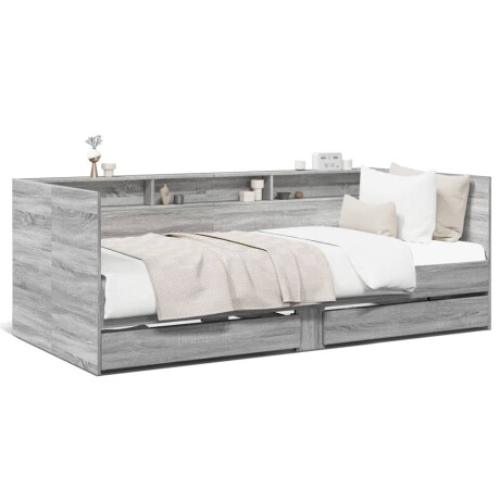 vidaXL Slaapbank met lades zonder matras 90x200 cm grijs sonoma eiken afbeelding2 - 1