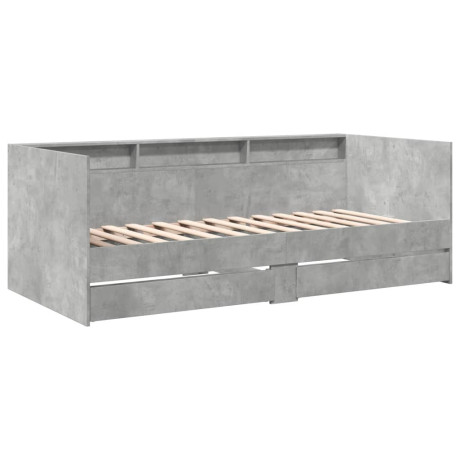 vidaXL Slaapbank met lades 90x190 cm bewerkt hout betongrijs afbeelding2 - 1